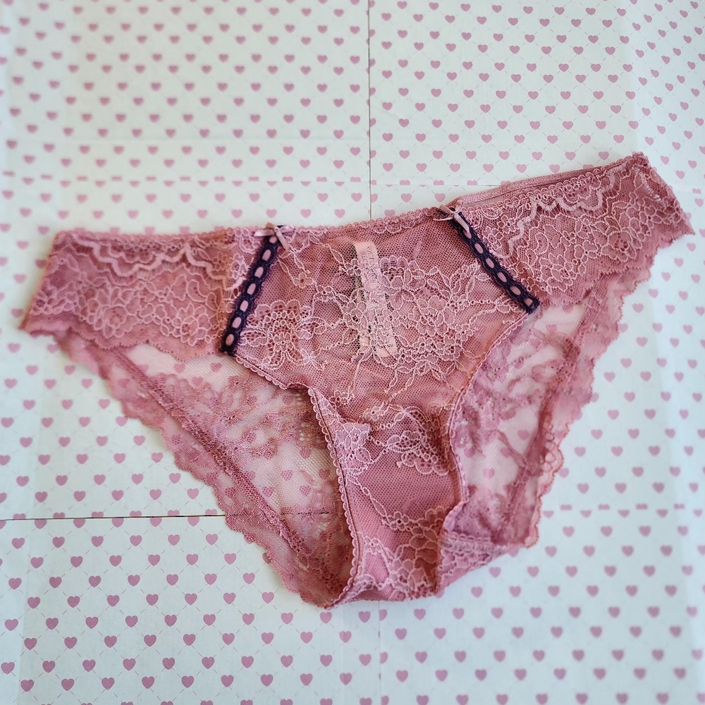 Victoria's Secret DREAM ANGELS Heritage Ribbon Slot Cheekini with Lace L Large